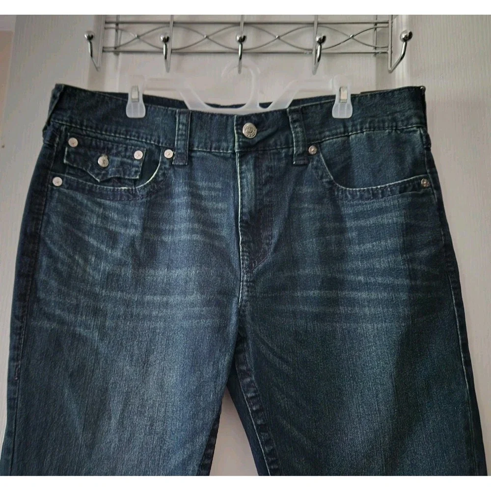 True Religion Mens GENO Flap Big T Blue Jeans Pant Relaxed Slim World Tour 38×32